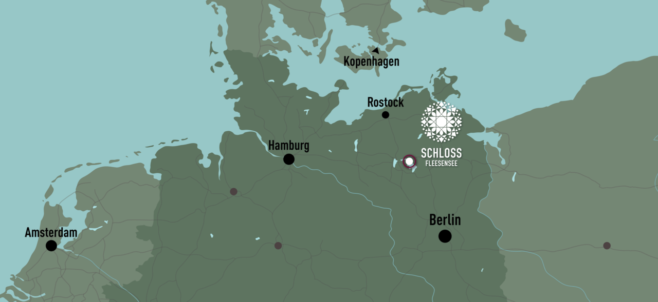 Eine Karte mit dem Standort des Schloss Fleesensee.